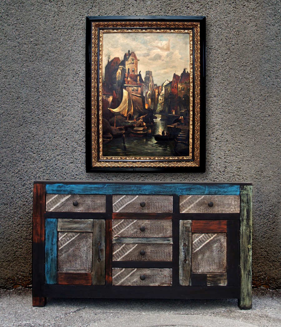 Kommode Industrial Style Design blau