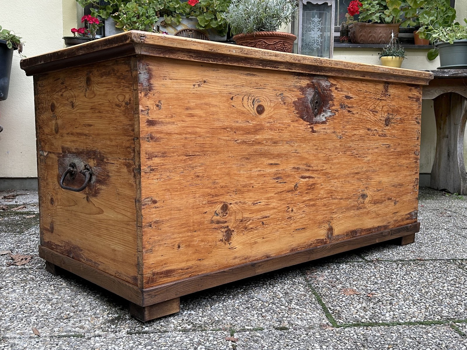 Truhe Weichholz antik Landhausstil Bauerntruhe ca. 1870