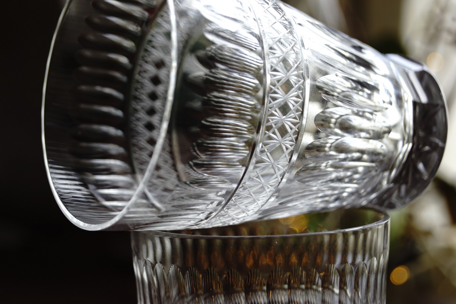 Bleikristall Wassergläser neuwertig Vintage Midcentury geschliffen