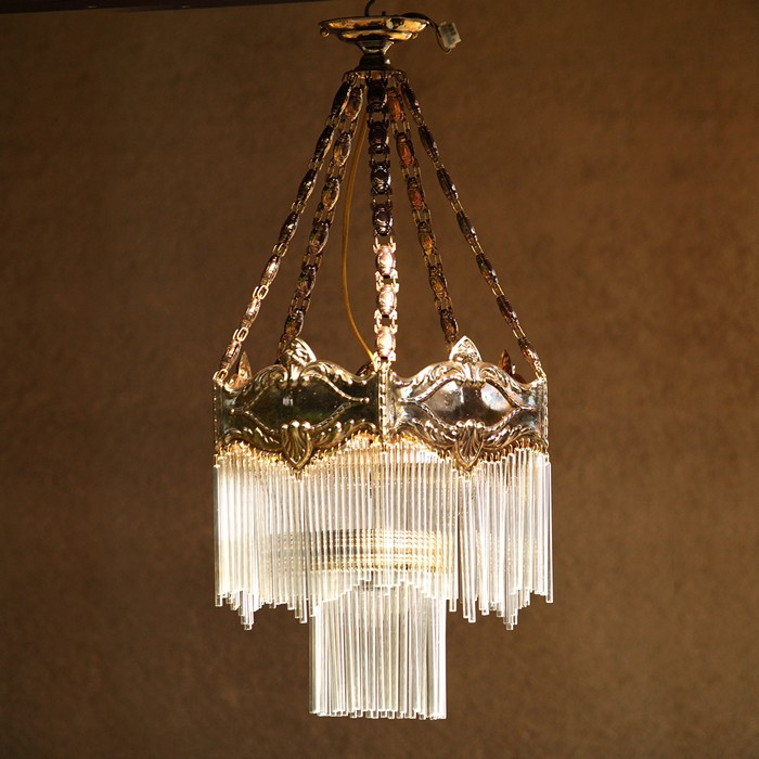 Jugendstil Deckenleuchter Glasstäbchen Lampe