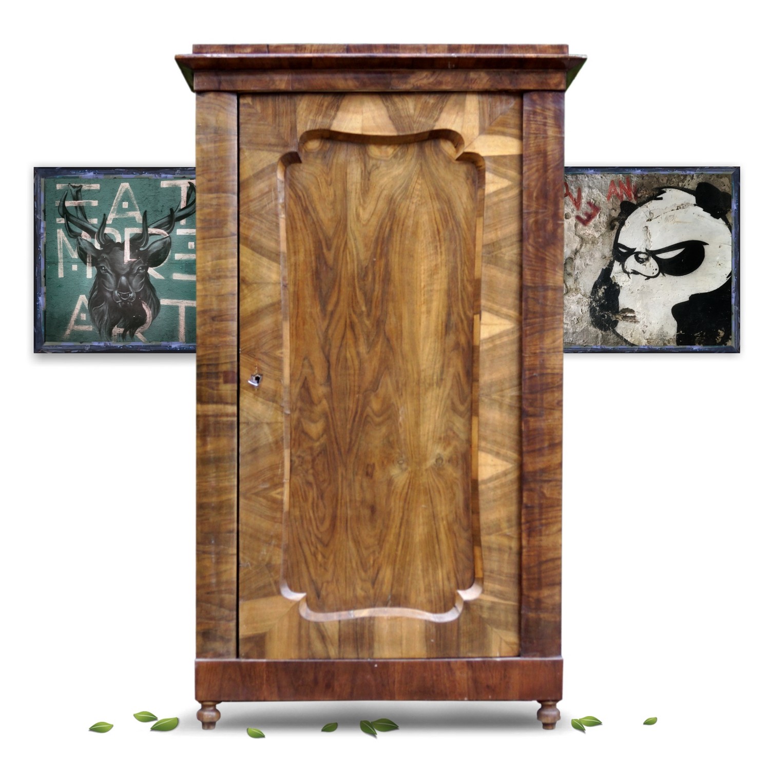 Schrank antik Biedermeier Nussholz Original Brezelschrank antiker Schrank Biedermeier