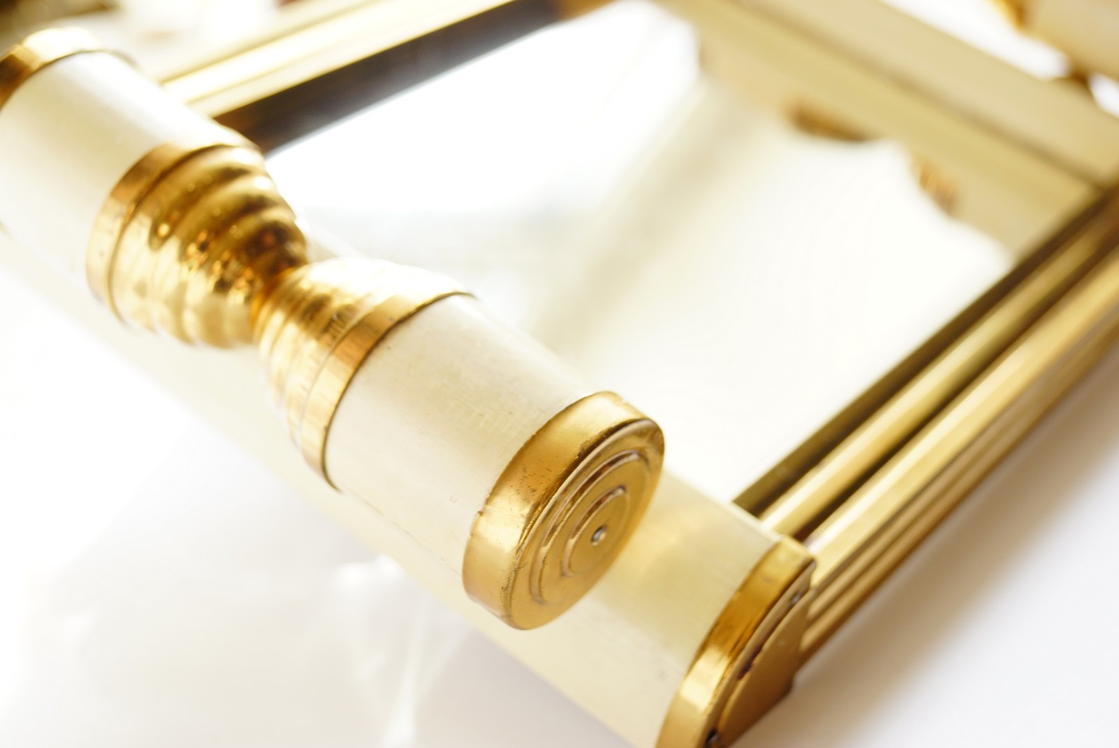 Serviertablett antik Art Deco creme-gold 1920 Antik Tablett Art Deco 1920 creme-weiß für Rauchertisch Spiegel Ablage