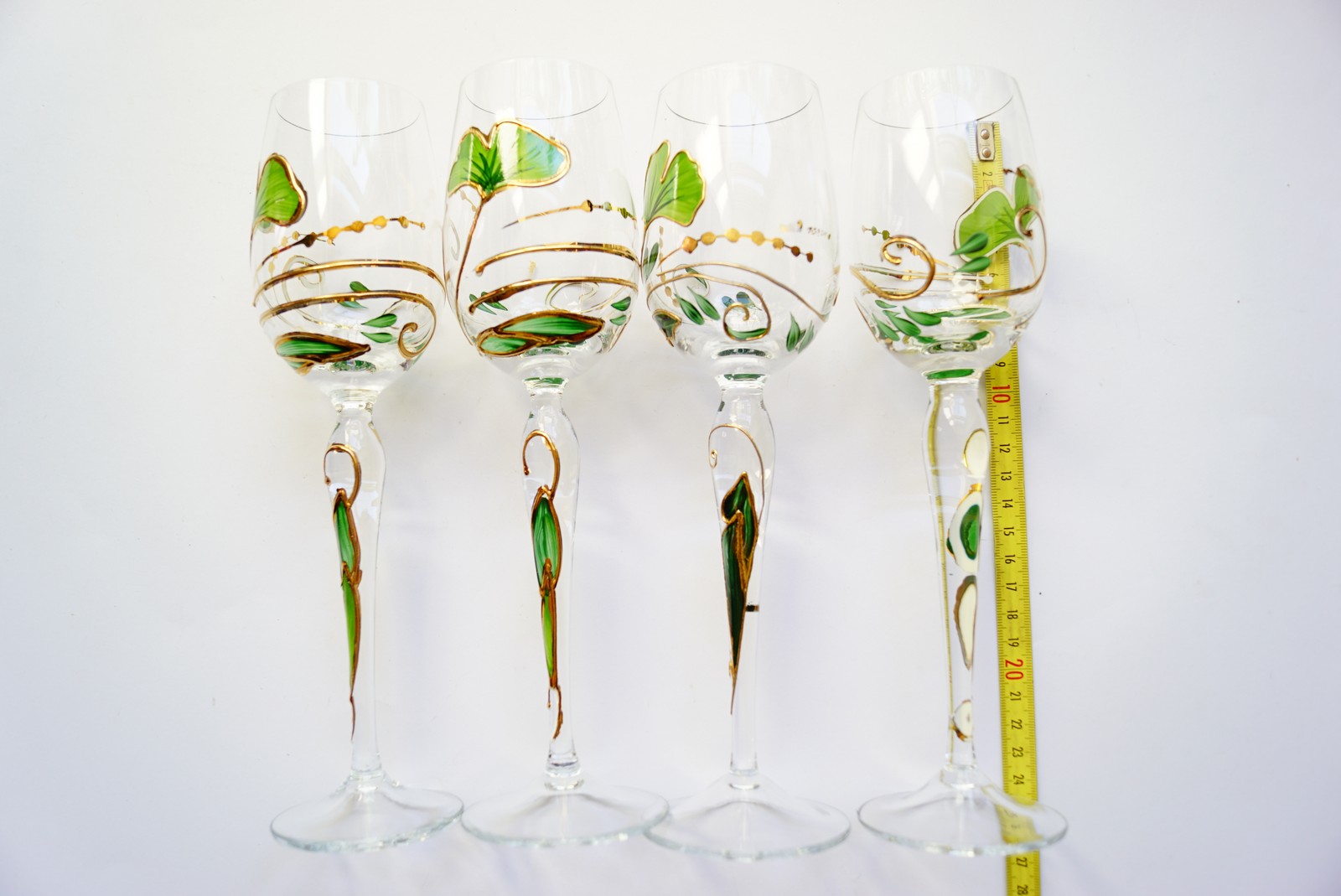 Bleikristall Weingläser Traumwelten Ginko grün gold