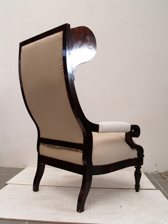 Stuhl antik Palisander Armlehnstuhl Ohrenbackenstuhl