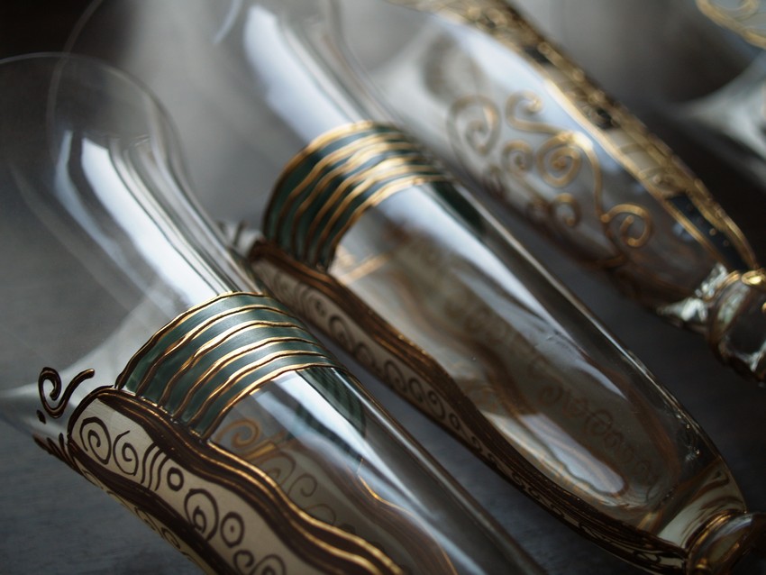 Nagel Sektgläser golden grün