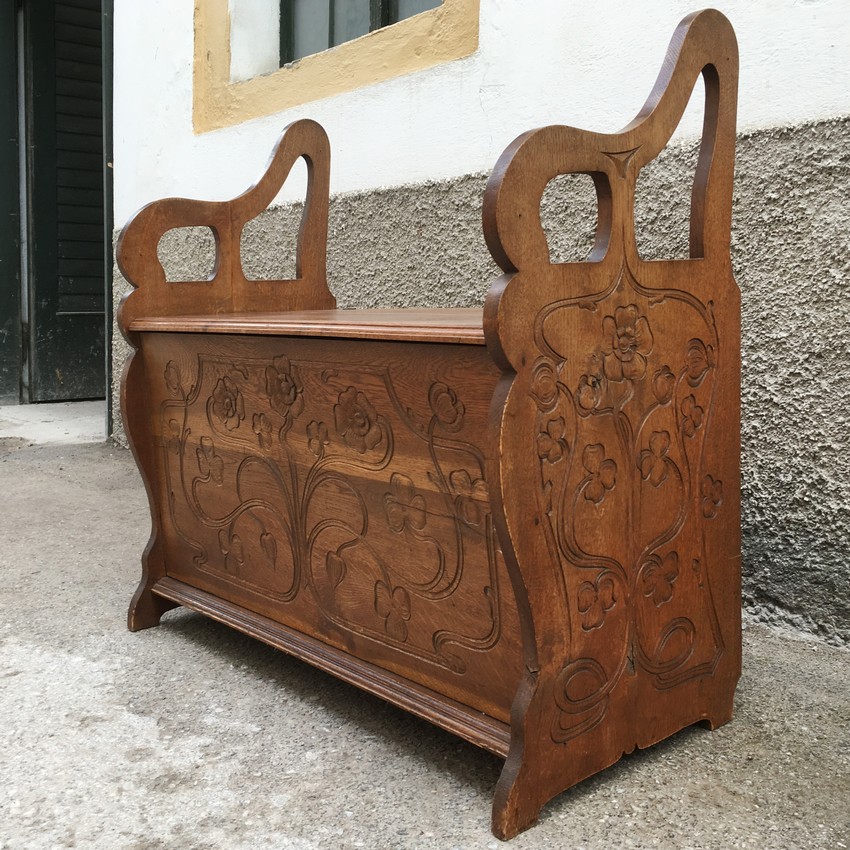Jugendstil Stühle Truhenbank Sitzbank antik Truhe