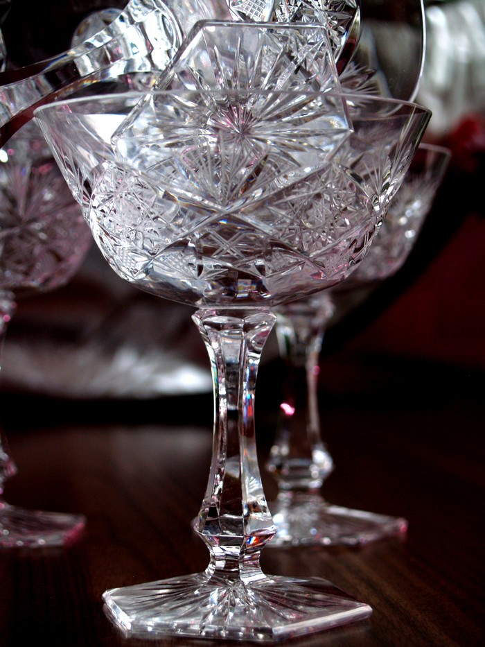 Bleikristall Sektschale handgeschliffen