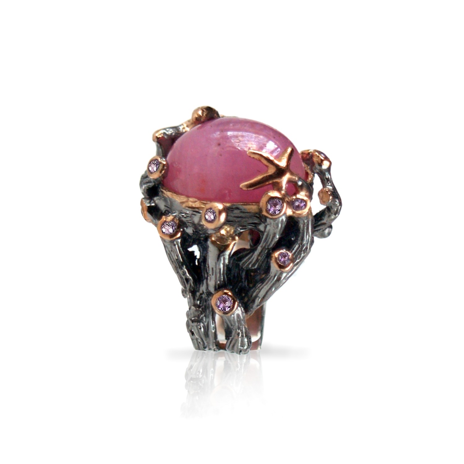 Ring 925 Silber Handarbeit Edelstein Rubin "Korallen" handgefertigt