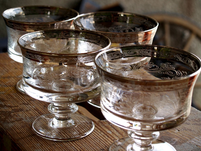 Chamgagnerschalen Silberrand Murano