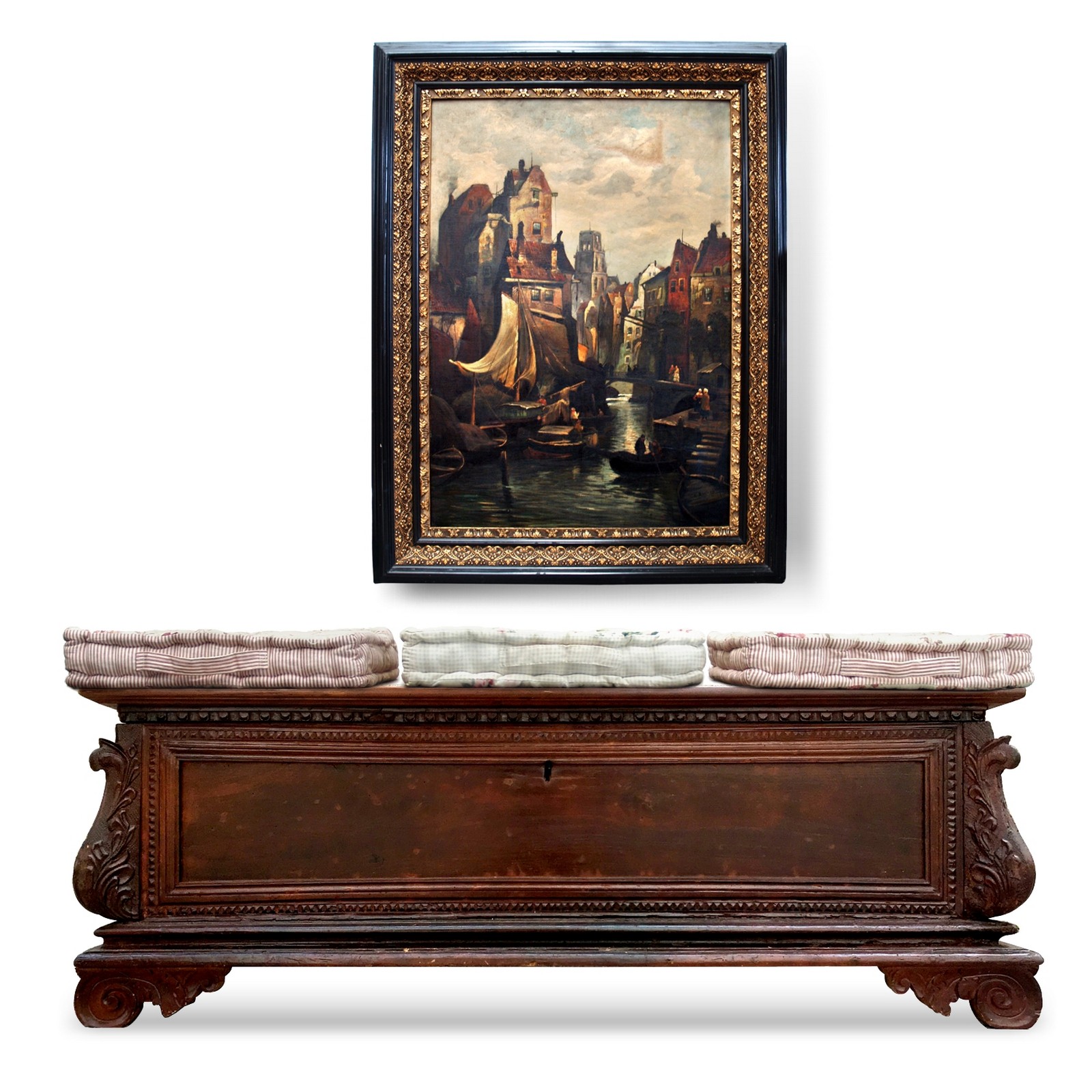 Truhe Sitztruhe antik groß ital. Renaissance Stilform Truhe antik