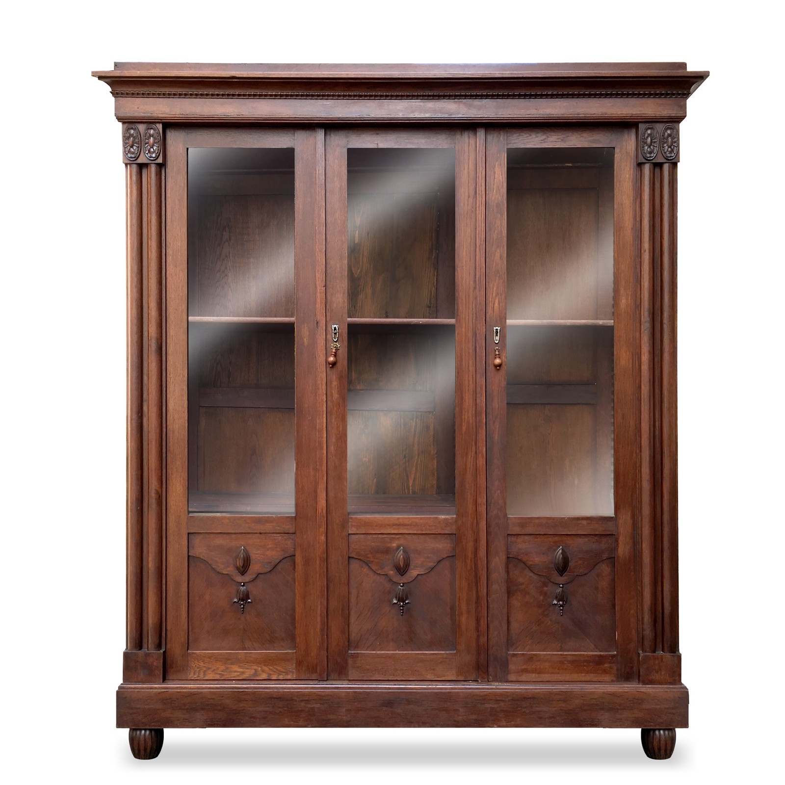 Bücherschrank Vitrinenschrank Schrank Vitrine dreitürig antik Bücherschrank Vitrinenschrank Schrank Vitrine dreitürig antik