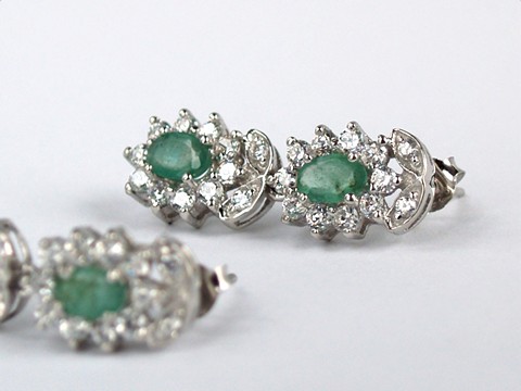 Smaragd Ohrstecker 925 Silber