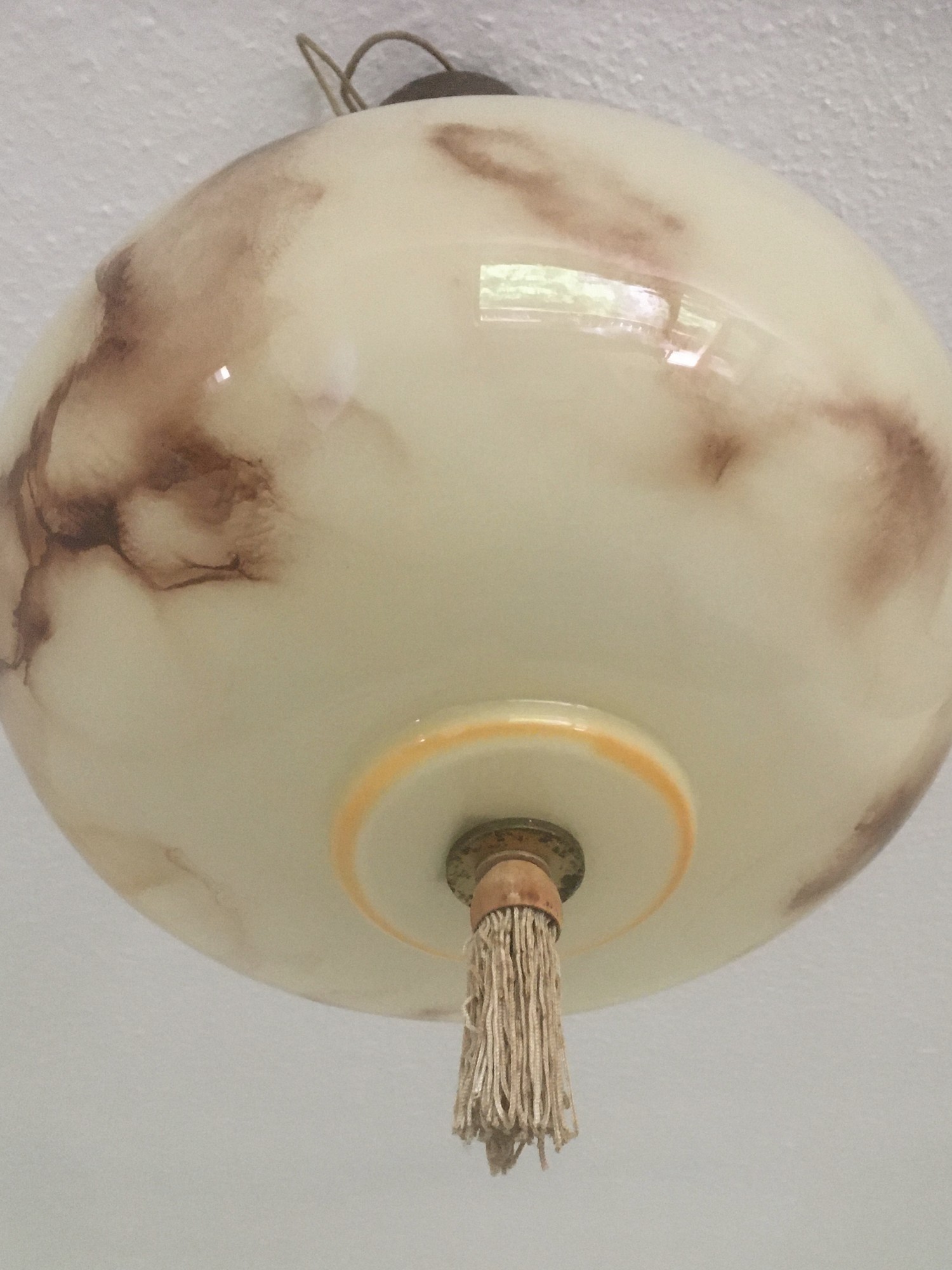 Hängelampe Art Deco marmoriert Artdeco Original Luster Glas Lampenschirm