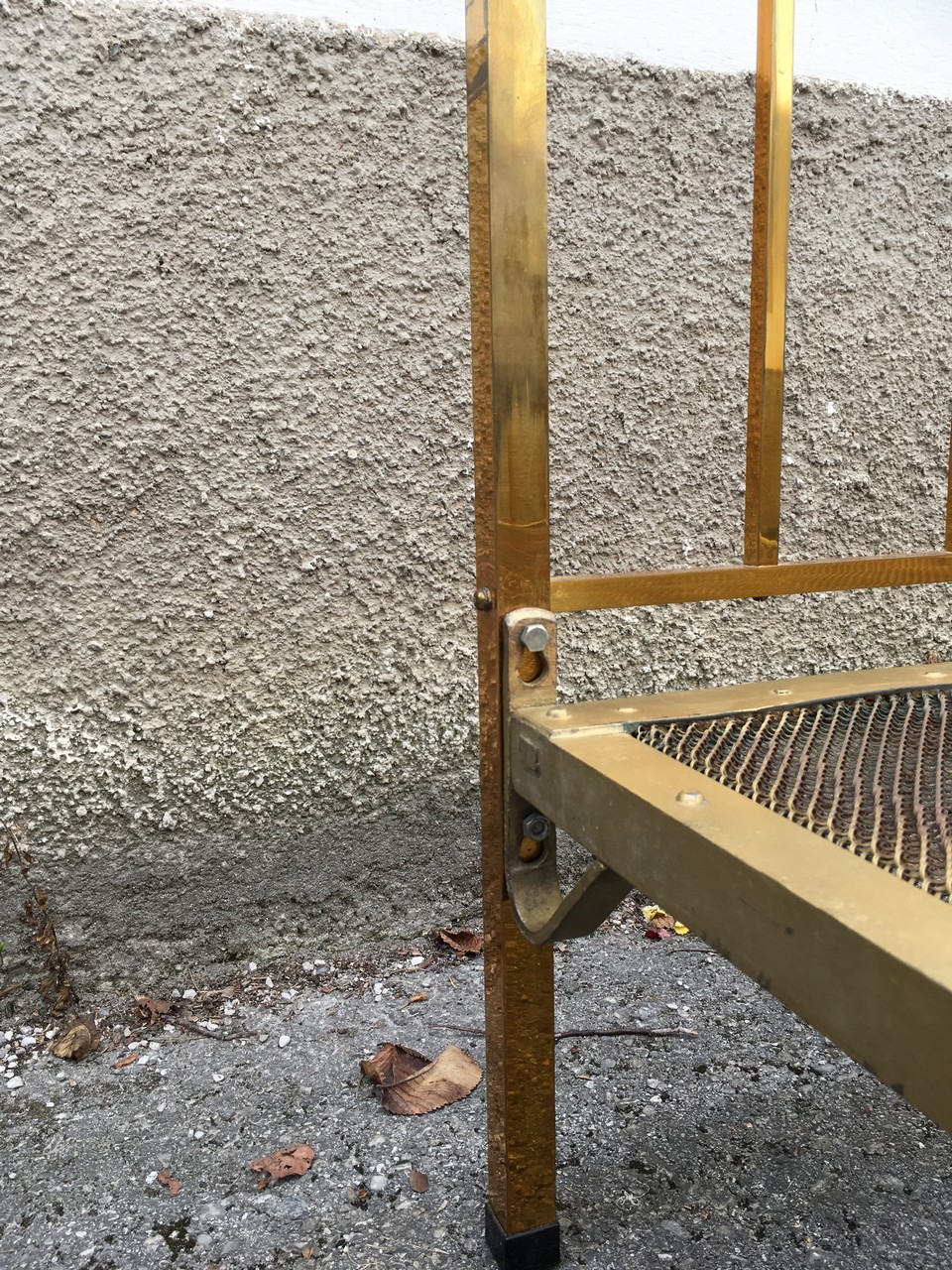 antikes Bett Messing Jugendstil Gitterrost gold Messingbett