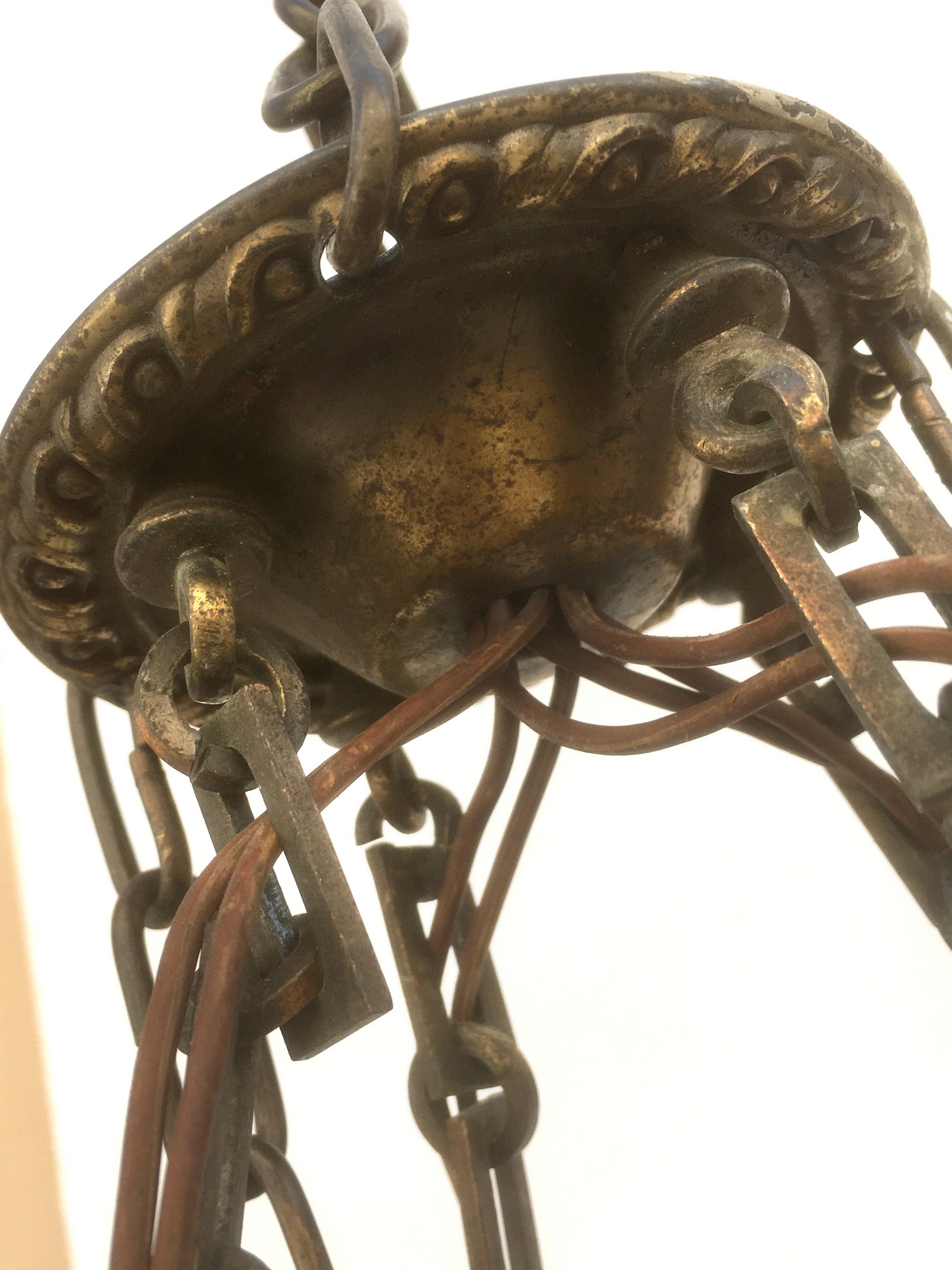 Kronleuchter Vintage Luster Messing antik Leuchter mit Laternen Industrialdesign Antiquität