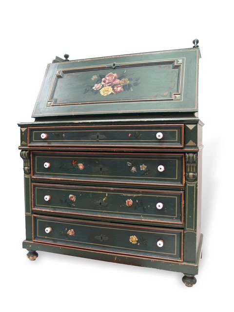 Schreibkommode Sekretär antik bemalt