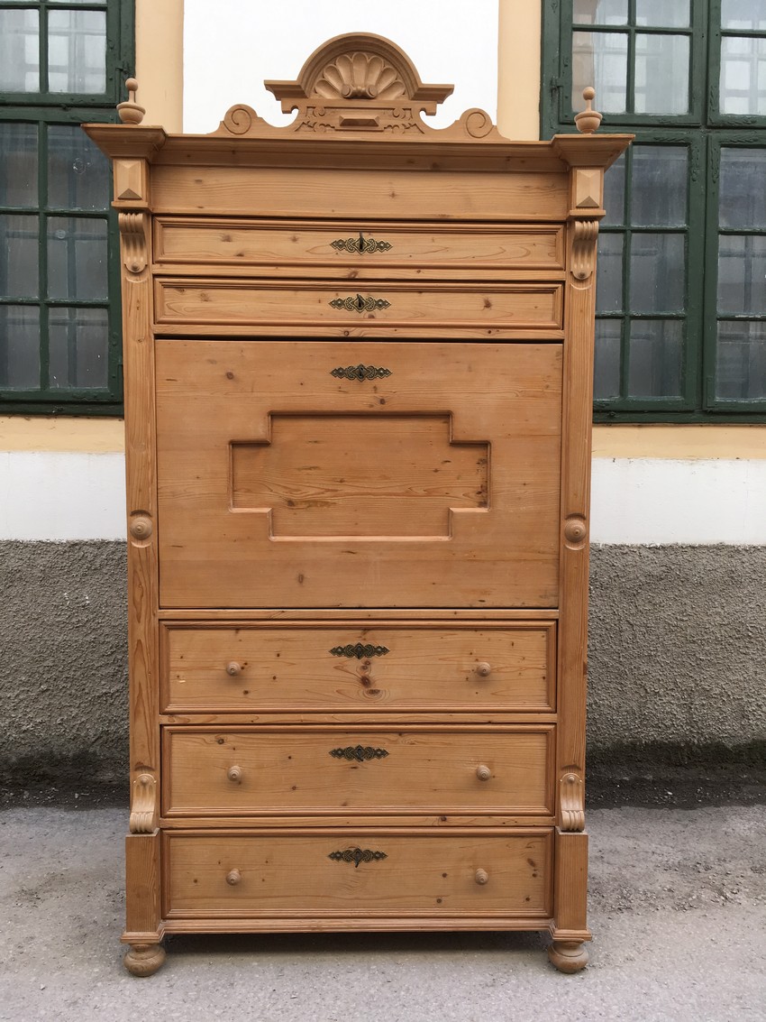 Sekretär Landhaus Antikstil Schrank Weichholz Gründerzeit