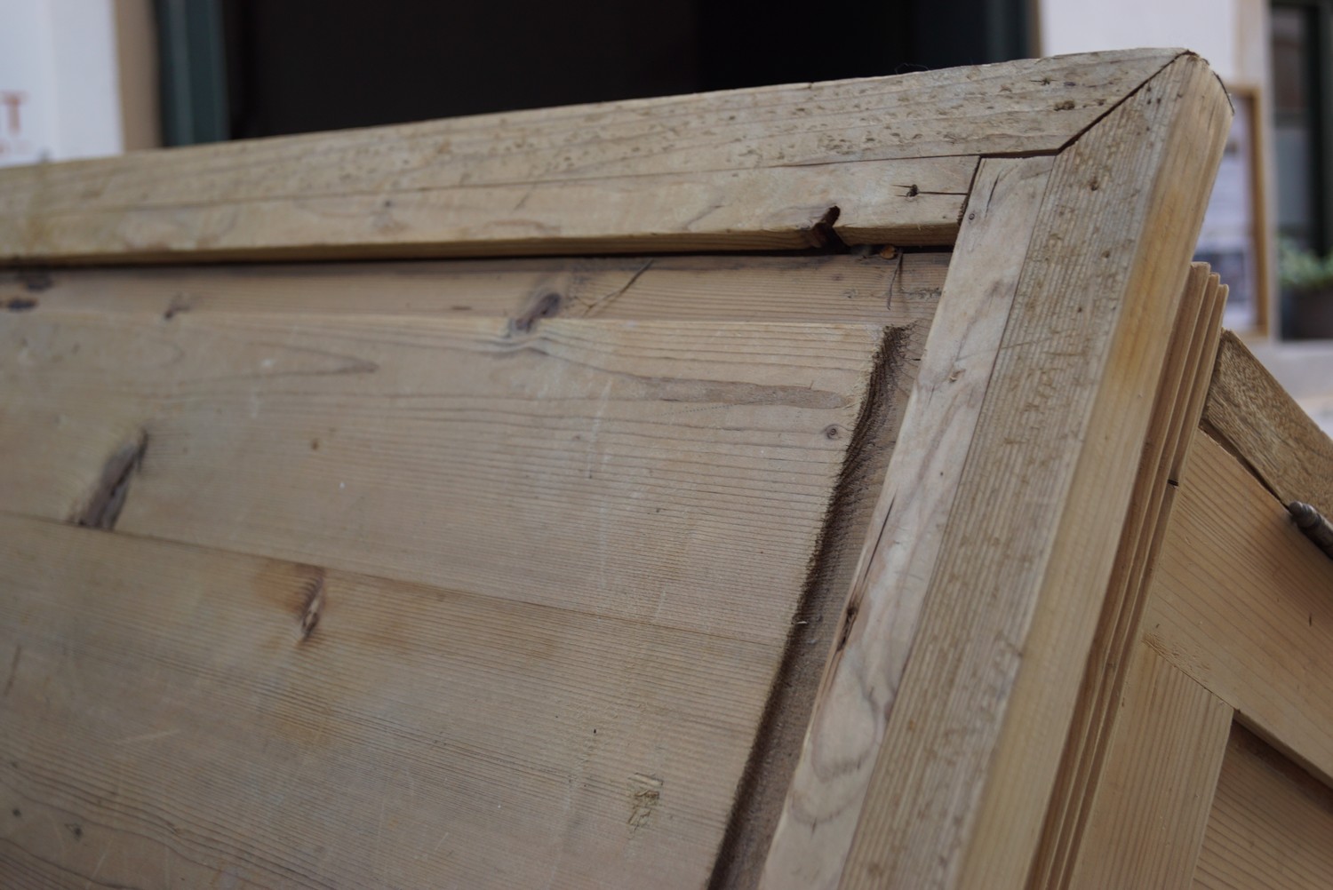 Bauernschrank antik Weichholz Dielenschrank Spiegel Schrank Kasten