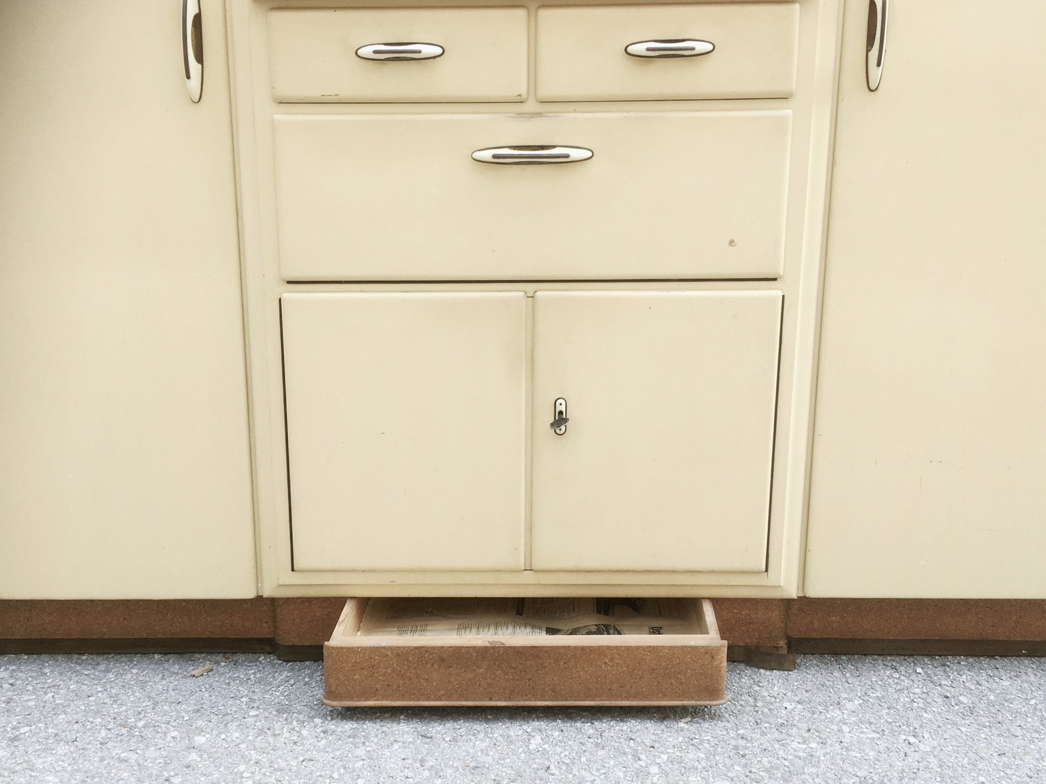 Küchenschrank Vintage creme Schüttenregal Vitrine Küche Vollholz Buffet Kredenz