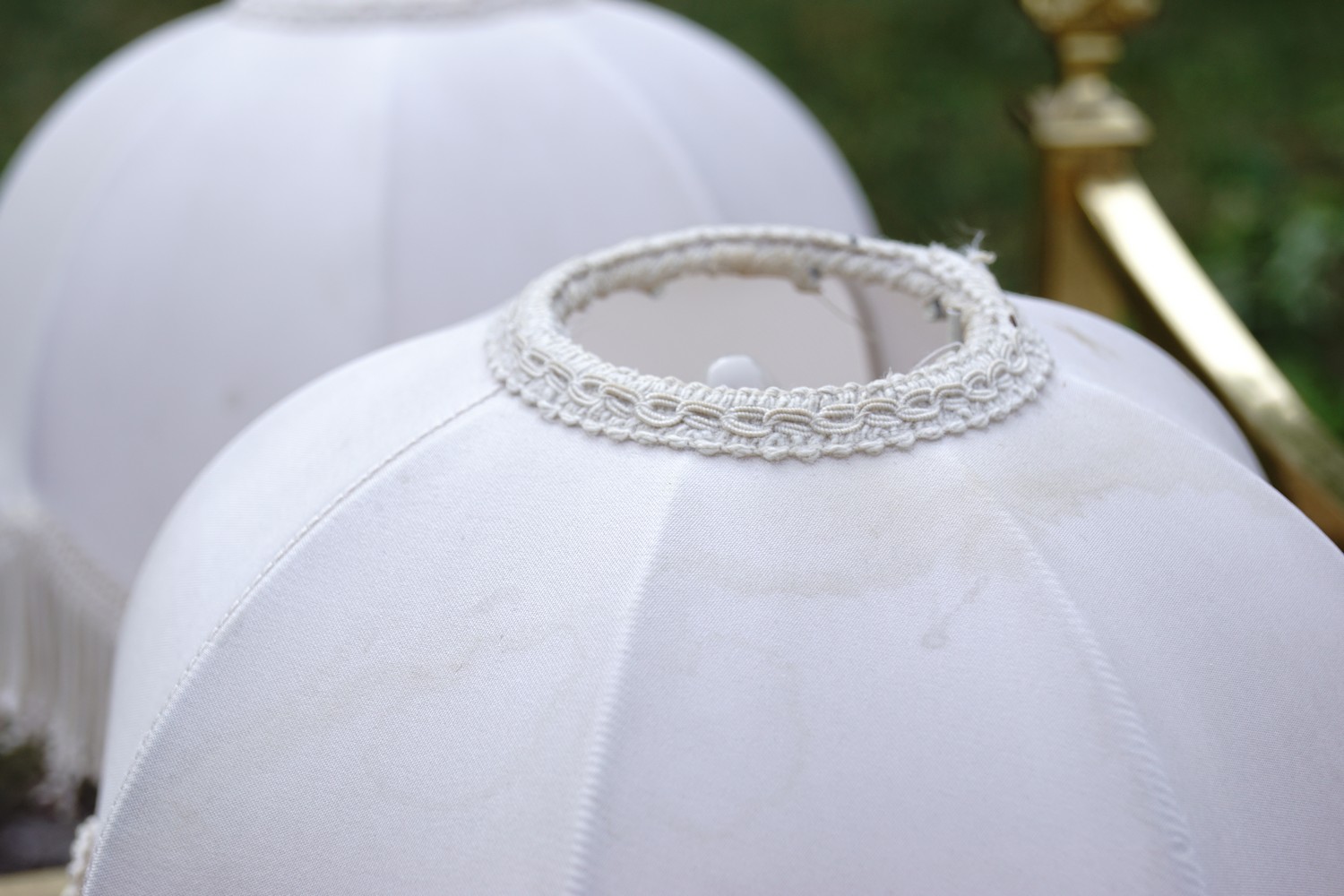 Tischleuchter Messing Fransenlampenschirm Tischlampe 2 Stk. Vintage Pärchen