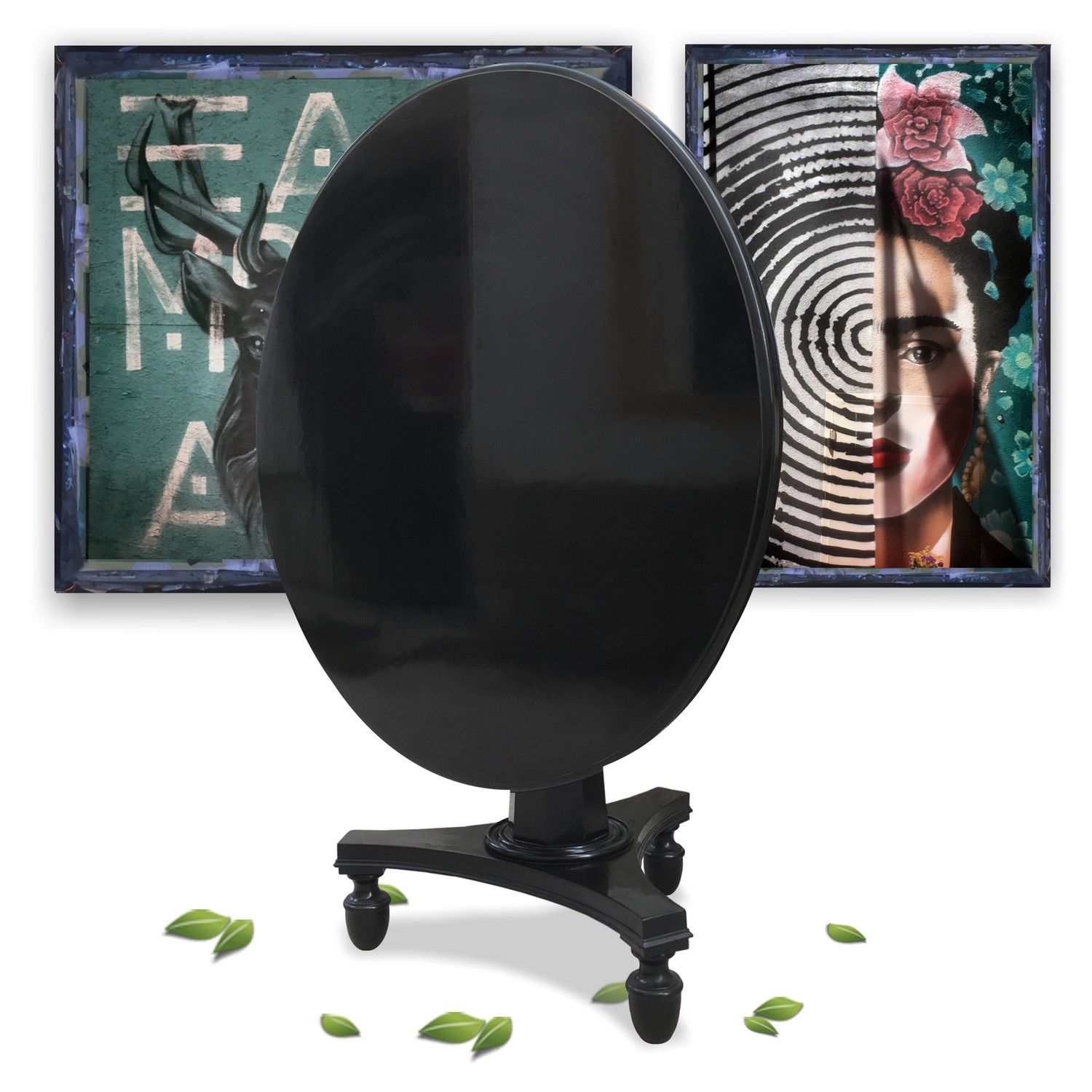 Tisch antiker runder Esstisch klappbar Speisetisch schwarz