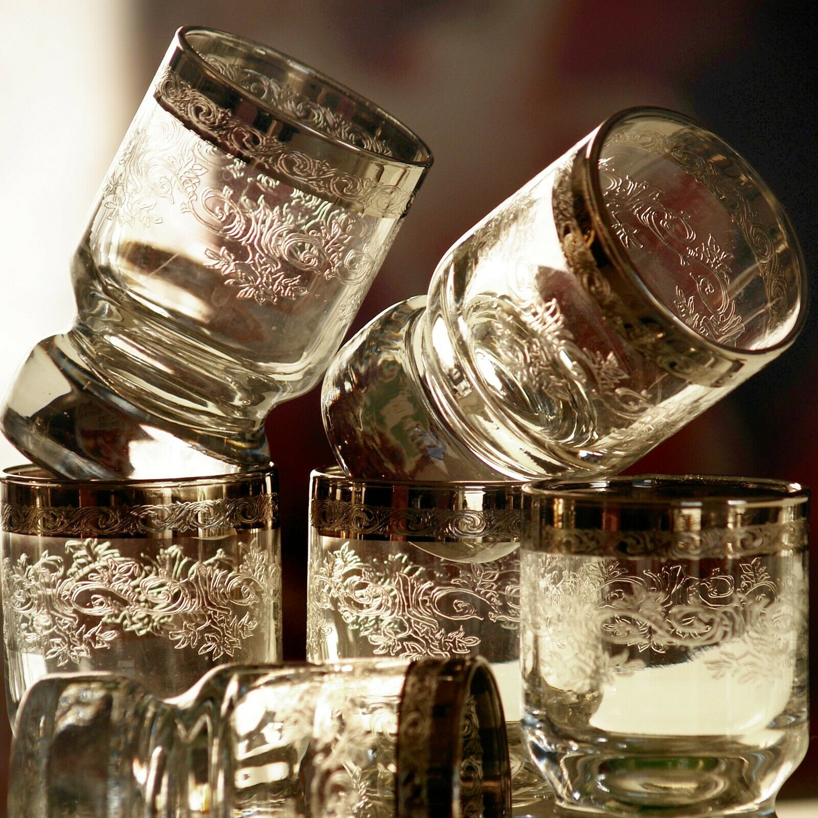 Gläser 6 Stk Murano Schnapsgläser Medici Silberrand Goldrand Kristall schwer