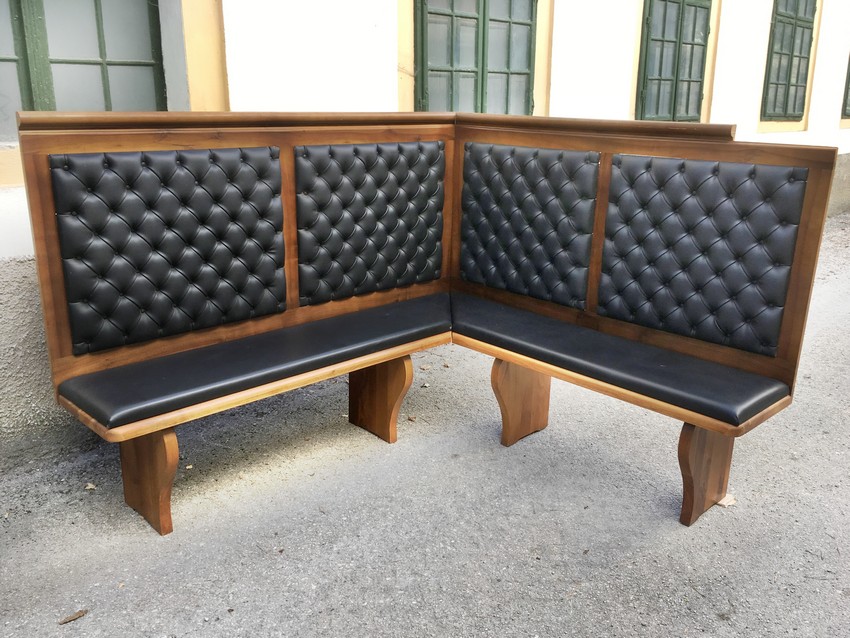 Eckbank Nussholz Leder Sitzbank Diner Bar Stool