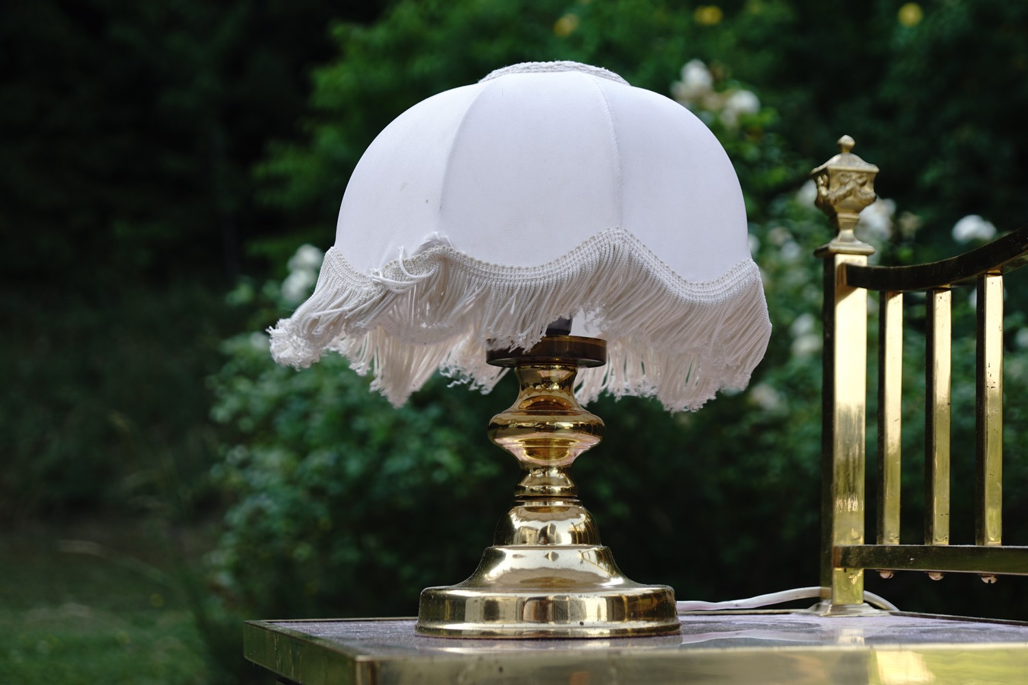 Tischleuchter Messing Fransenlampenschirm Tischlampe 2 Stk. Vintage Pärchen