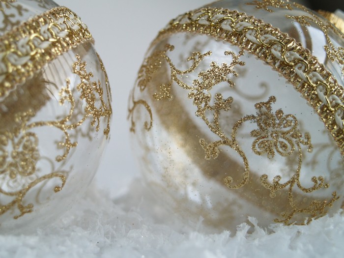 Christbaumschmuck Gold Borte Christbaumkugel Ranken Krebs Lauscha