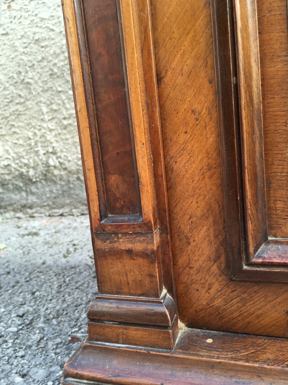 Nachtschrank antik Marmor Nuss Intarsien