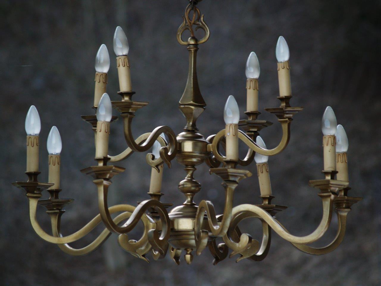 Kronleuchter Messing groß antik schwer 12 Kronleuchter Messing groß antik schwer 12