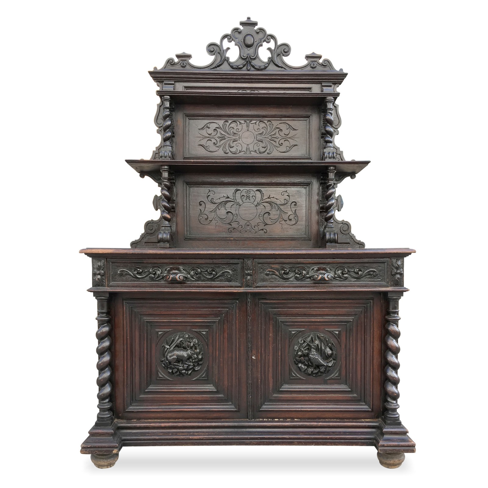 Anrichte mit Aufsatz antik Jagdschrank Buffet Kommode beschnitzt Jagdschrank antik