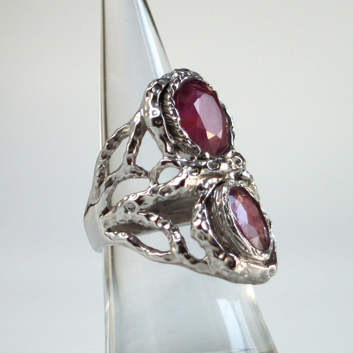 Ring 925 Silber Rubin Handarbeit