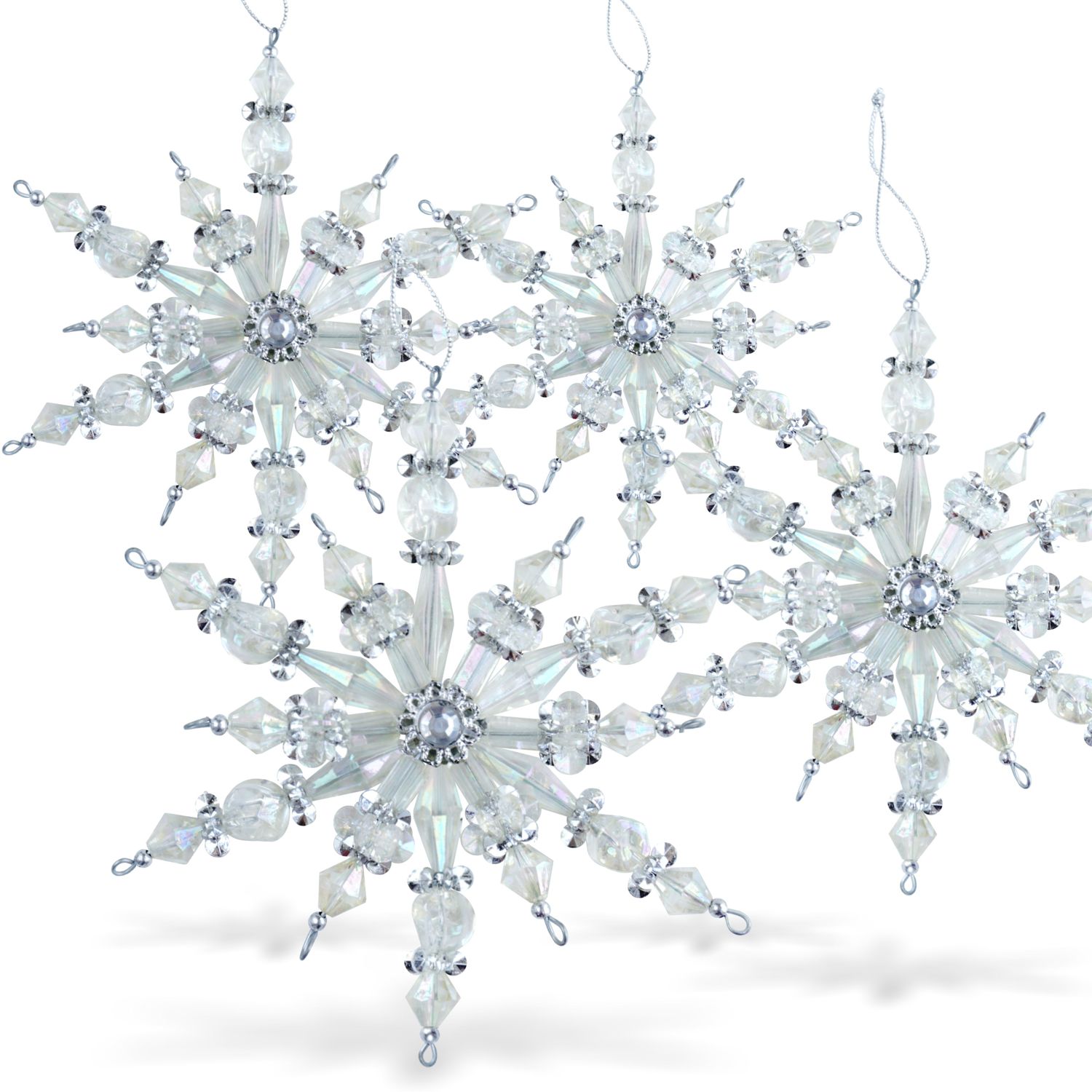 Christbaumschmuck 4 Stk Sterne 15cm Vintage Weihnachtsbaumschmuck Christbaumschmuck 50er 60er-Jahre Vintage Weihnachtsbaumschmuck Schneeflocke Gablonzer Kristall Perlen glitzer christmas tree decoration