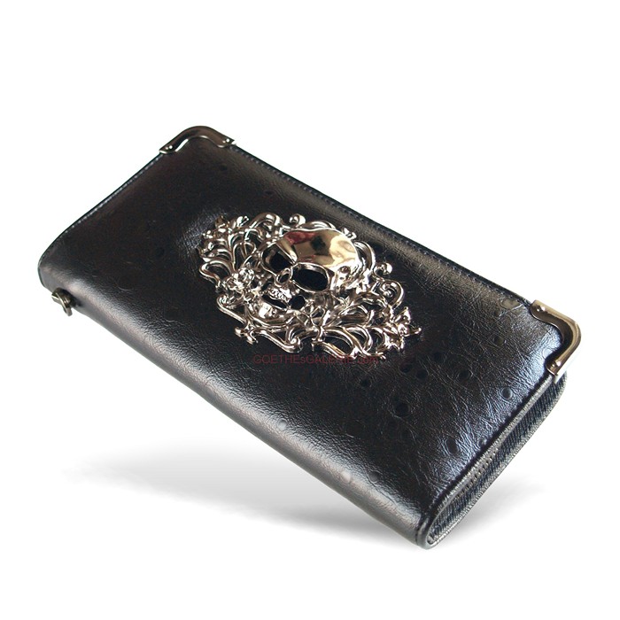 Brieftasche Portemonnaie mit plastischem Skull Totenkopf-schwarz Portemonnaie Skull