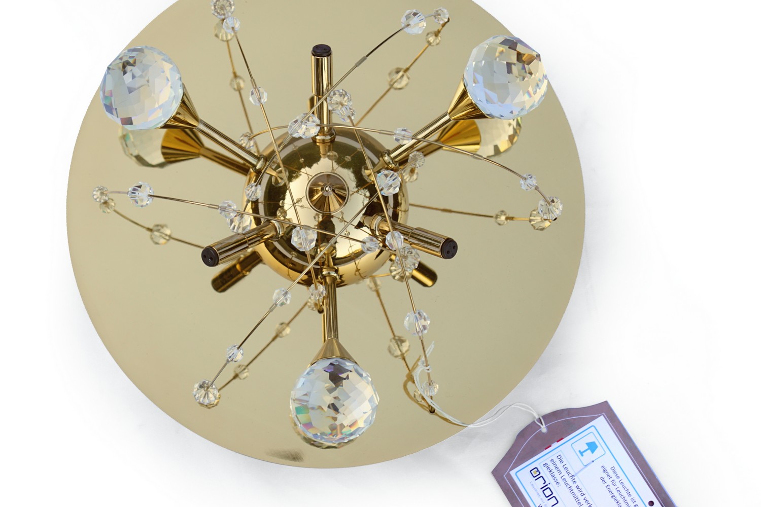 Luster Orion Wien Deckenlampe Wandlampe funklender Bleikristall Leuchter Chrom "Uranus" Spaceage Sputnik 24k vergoldet gold messing Lamp Design 