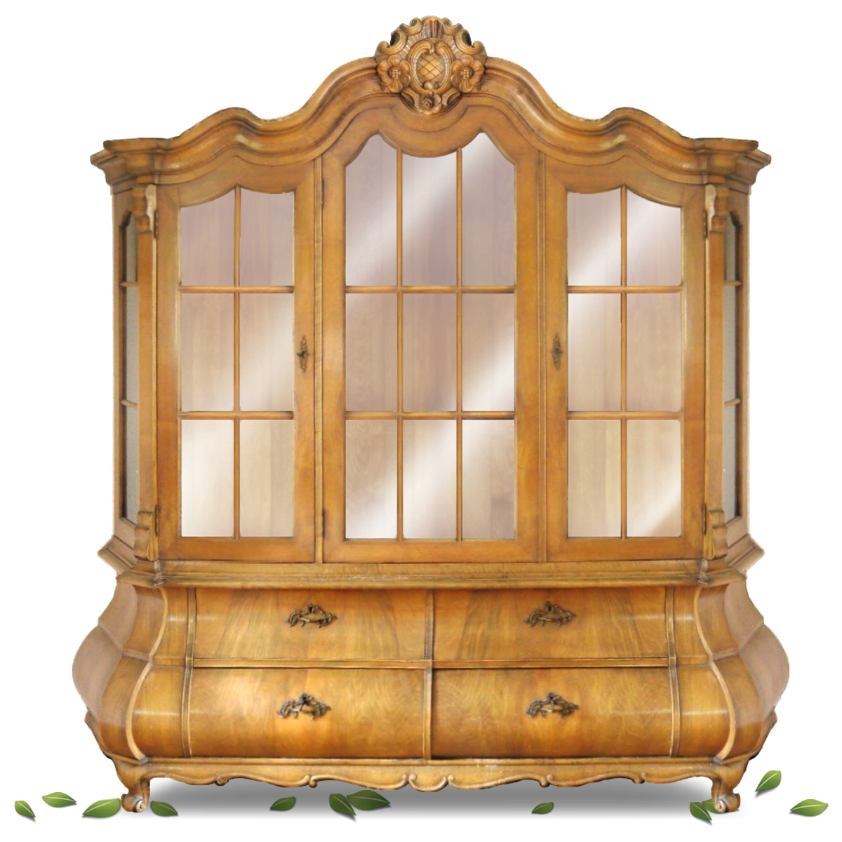 Schrank antik Barockstil Vitrine prächtiges Möbel bombiert Vitrine Barockstil antik