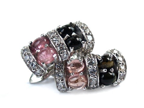 Ohrstecker 925 Silber Edelstein Schmuck Cabochon Turmalin Ohrstecker 925 Silber Edelstein Schmuck Cabochon Turmalin handgefertigt, SALE