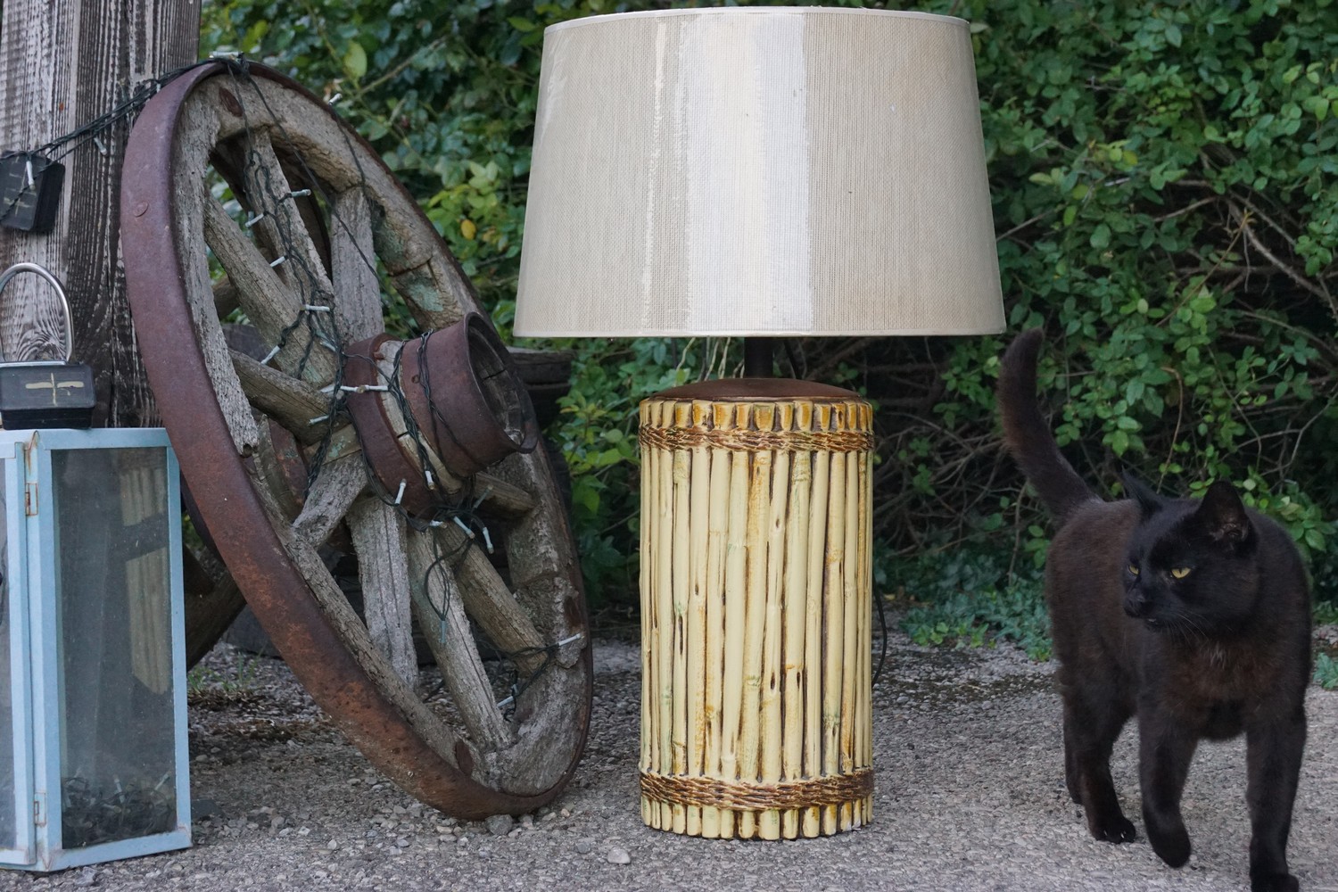 Orion Tischlampe Keramik Bambusdekor neuwertig