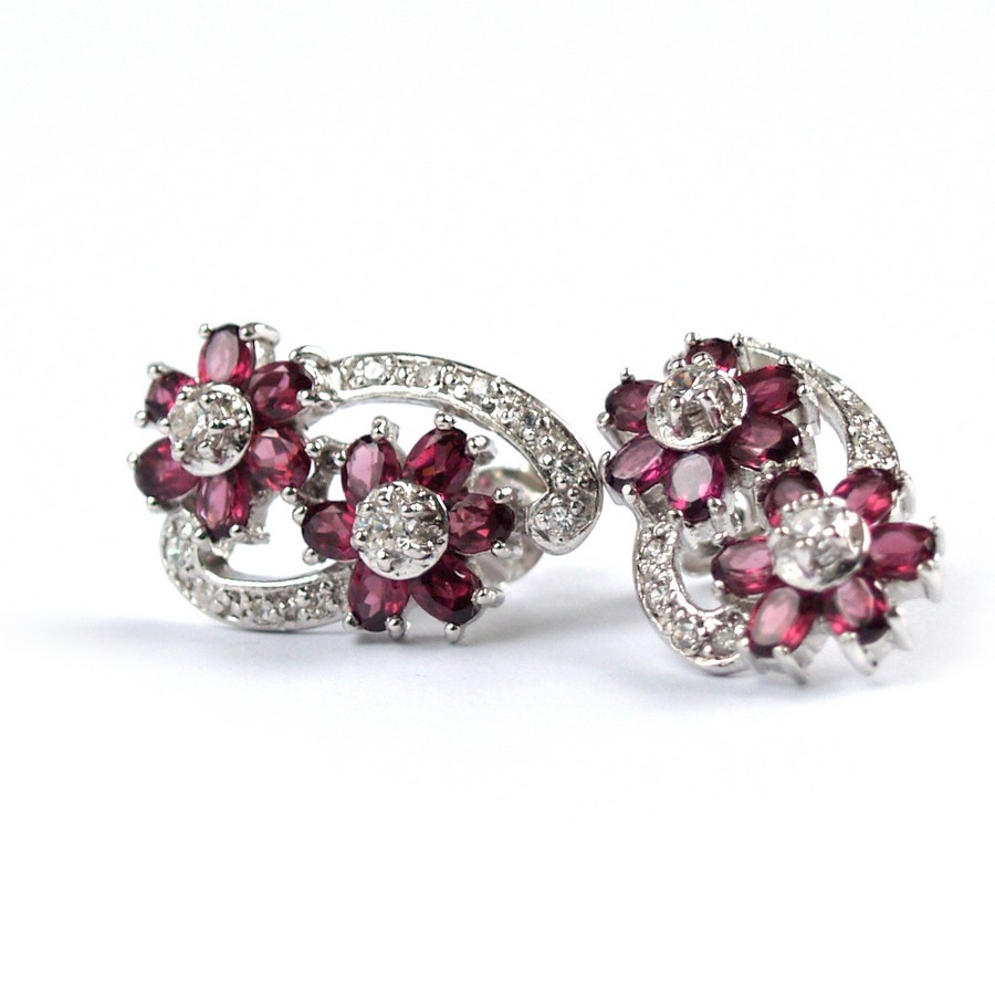 Ohrstecker Silber 925 Rhodolith Edelsteine handgefertigt
