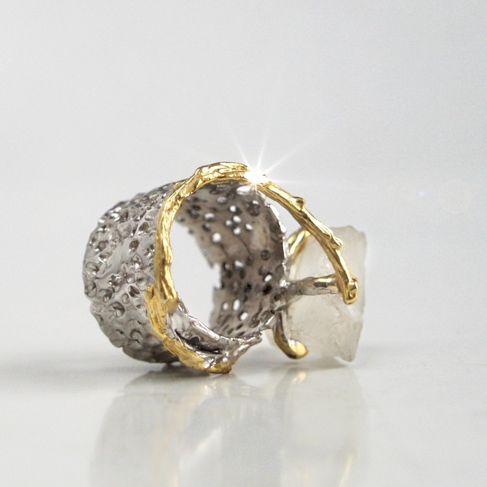 Bergkristall 925 Silber Ring SChmuck Handarbeit