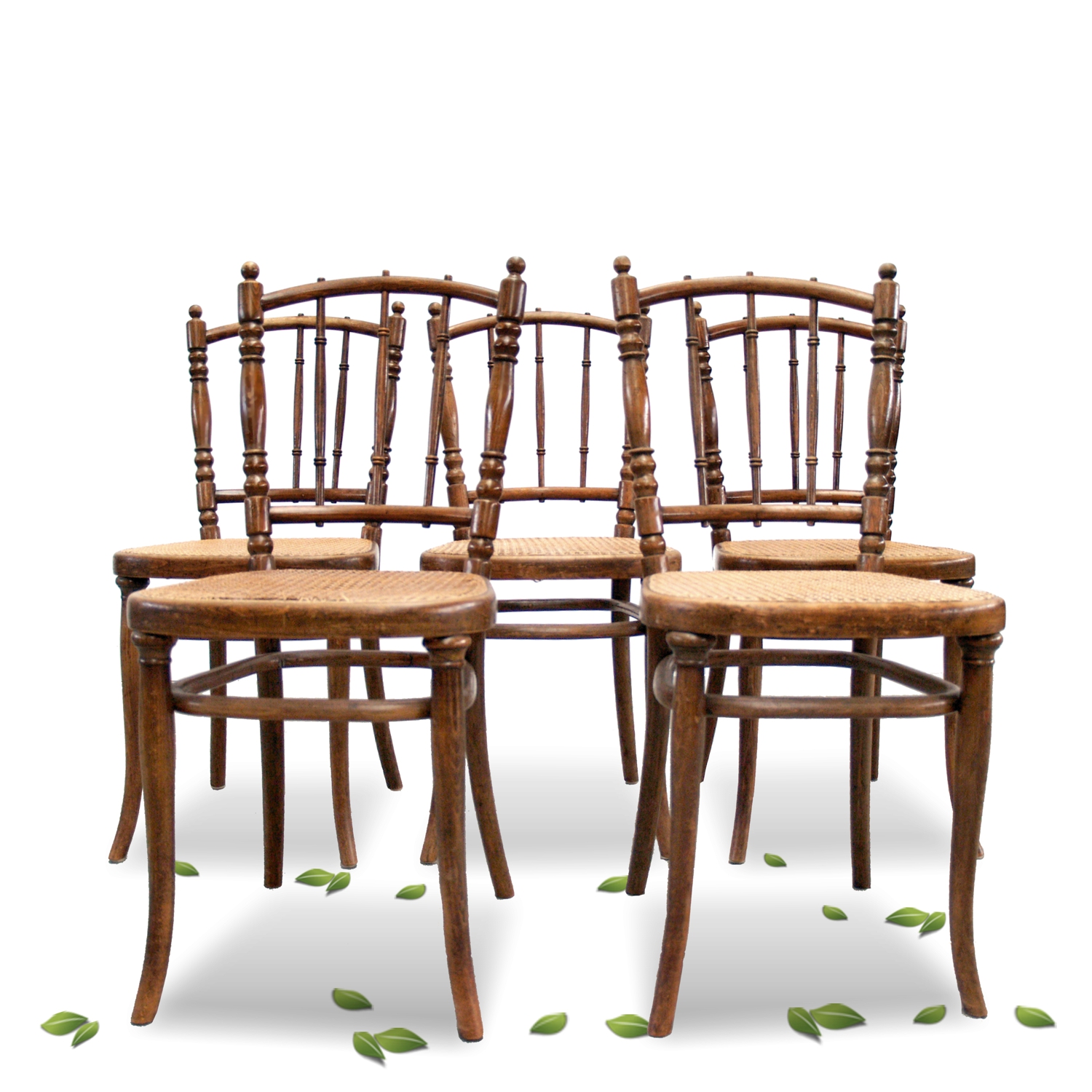 Thonet Stühle Sessel Set Wiener Geflecht antik