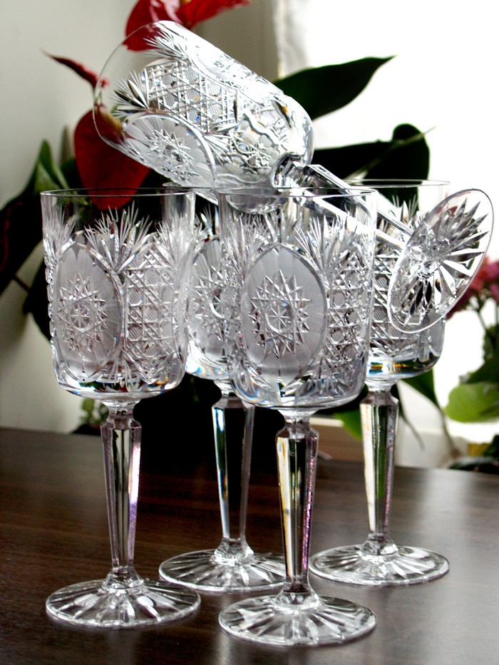 Bleikristall Rotweinglas geschliffen