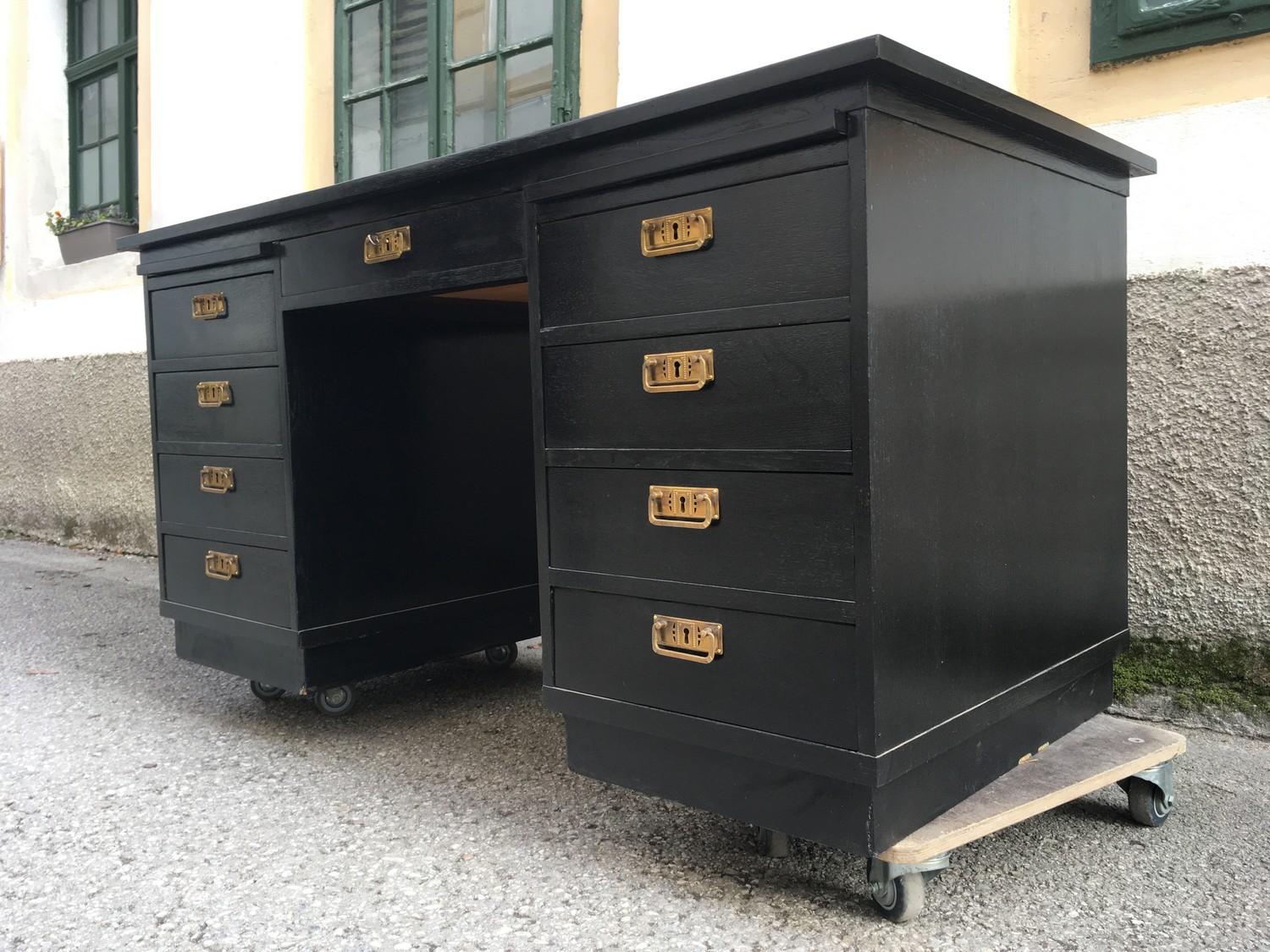 Schreibtisch Jugendstil antik schwarz restauriert