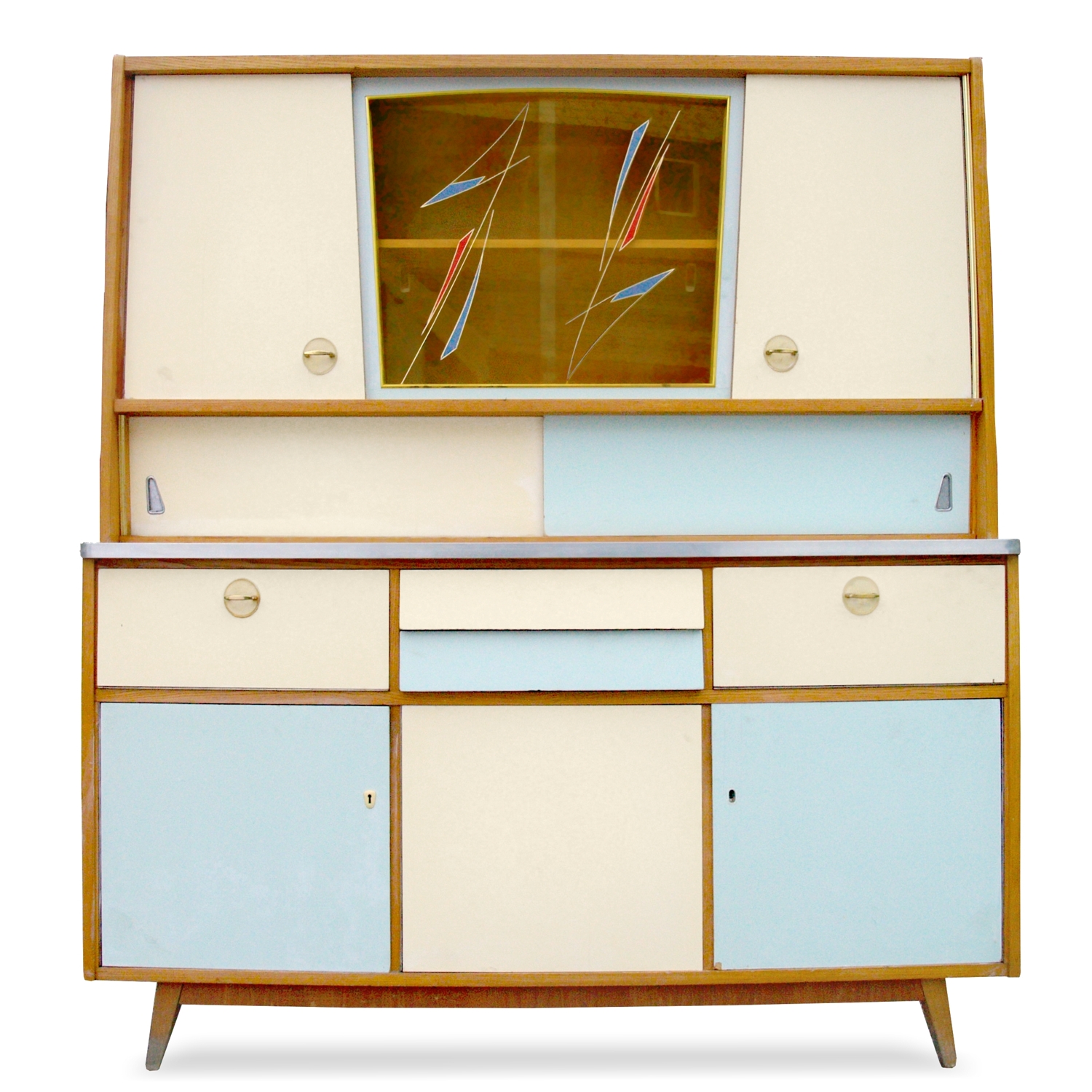 Küchenschrank Midcentury 50er 60er-Jahre Vintage Pastell Schrank Küchenschrank Pastell Vintage