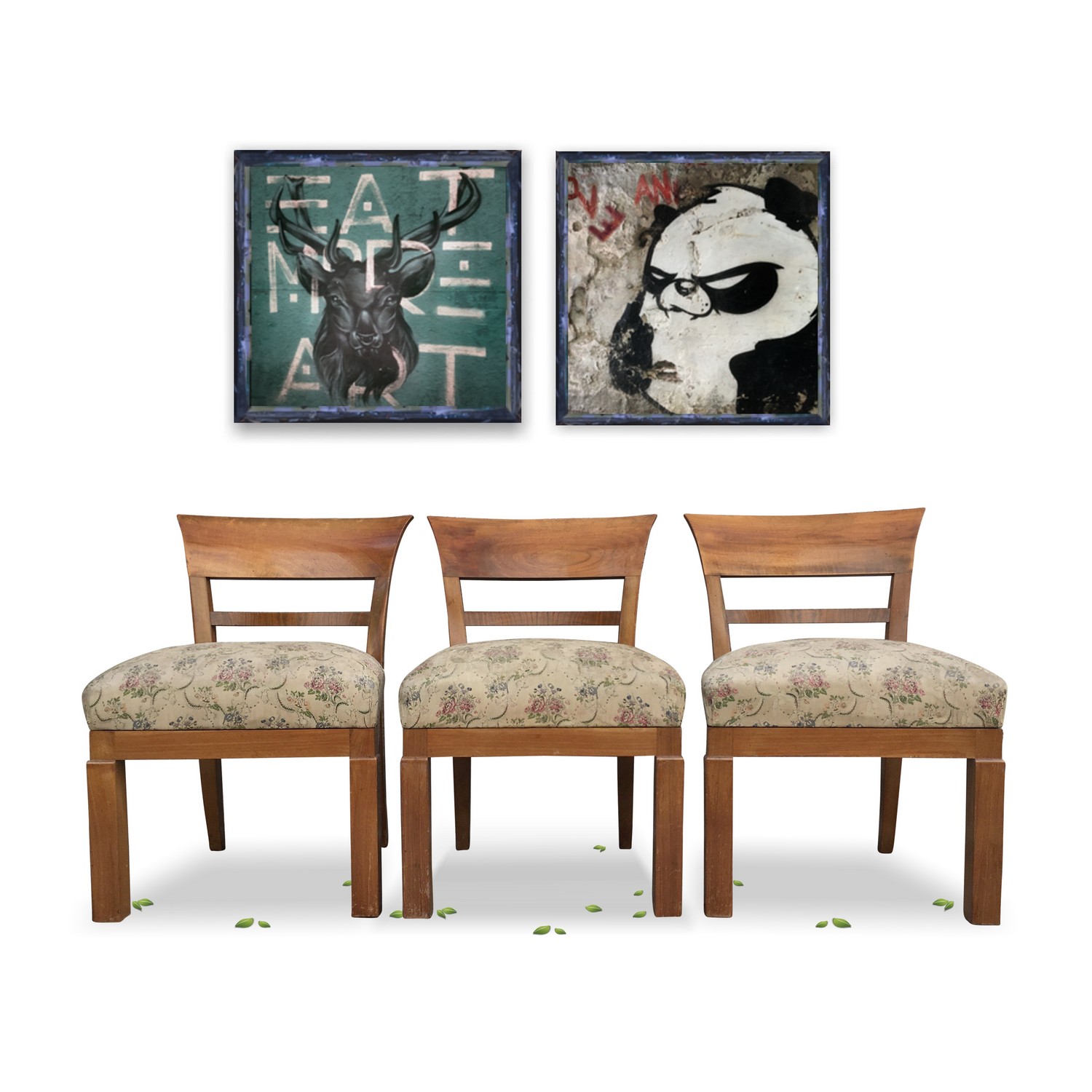 Artdeco Massivholz Stuhl antik Original