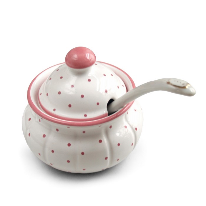 Gmundner Keramik rosa Tupf Zuckerdose "Barock" Gmundner Zuckerdose rosa