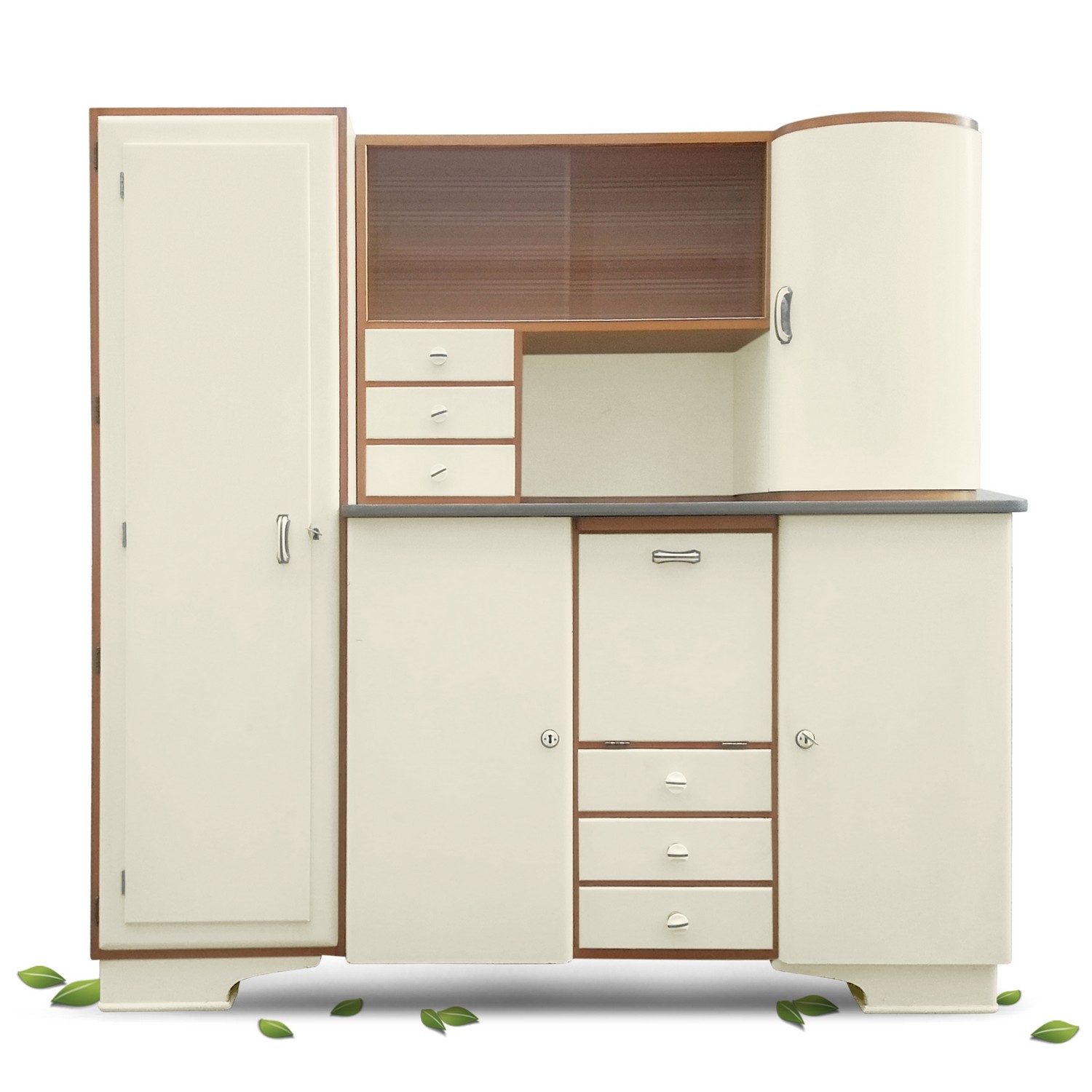 Küchenschrank Mirabella antiker Schrank creme Vintage Kredenz Geheimtüre