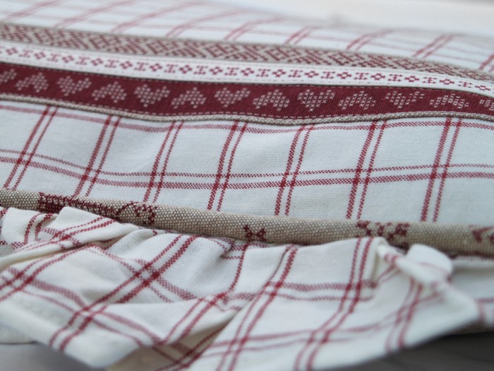 Clayre & Eev Stuhlkissen Landhaus Kreuzstich rot grau braun