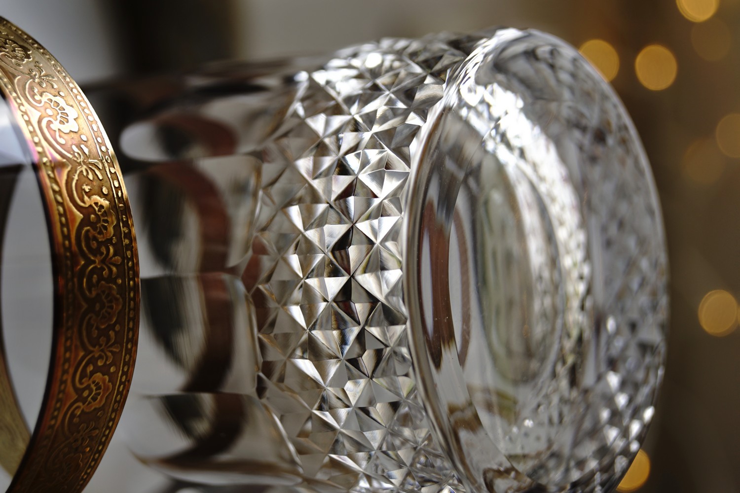 Bleikristall Gläser Goldrand Whisky Waffelschliff Wassergläser